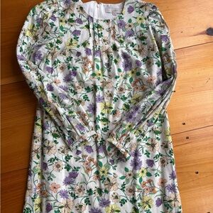 LOFT Floral Dress with Purple, Orange, and Green Accents